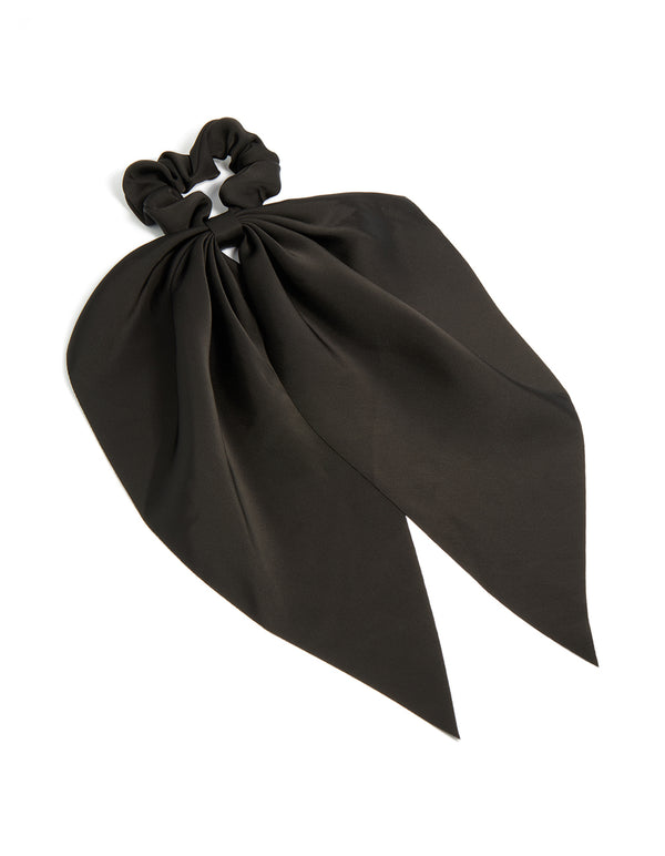 Black Plain Long Scarf Scrunchie