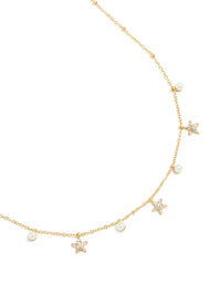 Tweens Gold Plated Stainless Steel Pearl & Starfish Charms Necklace - link has visual effect only