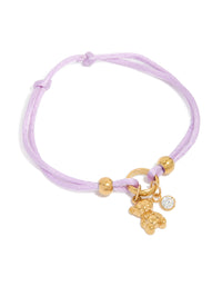Tweens Gold Plated Stainless Steel Lilac Cord Bear & Cubic Zirconia Toggle Bracelet - link has visual effect only