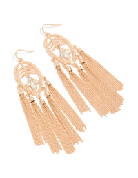 Gold Leaf Diamante Tassel Drop Earrings - link has visual effect only
