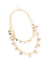 Gold Genuine Shell & Gold Discs Layered Necklace - link has visual effect only