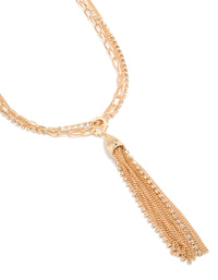 Gold Long Multi Chain Tassel Necklace - link has visual effect only
