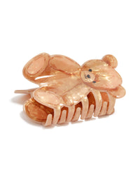 Charming kids acrylic teddy bear claw clip in solid print in peachpuff front view - link has visual effect only