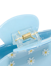 Kids Blue Daisy Printed Arch Claw Clip - link has visual effect only