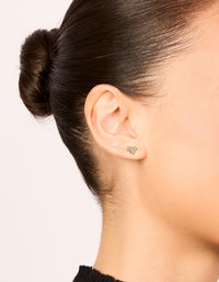 Gold Plated Surgical Steel Oval & Circle Cubic Cluster Zirconia Flat Back Studs - link has visual effect only