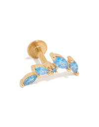Gold Plated Surgical Steel Blue Cubic Zirconia Crawler Flat Back Studs - link has visual effect only