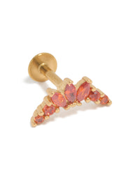 Gold Plated Surgical Steel Red Cubic Zirconia Marquise Flat Back Single Stud - link has visual effect only
