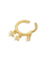 Gold Plated Surgical Steel Cubic Zirconia Star Charm Clicker Ring - link has visual effect only