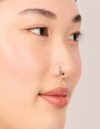 Surgical Steel Double Hinged & Plain Nose Rings Pack - link has visual effect only