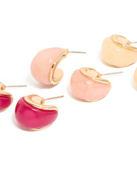 Elegant chunky acrylic bubble hoop earrings in a 3-pack close up view - link has visual effect only