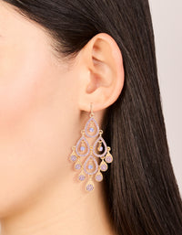 Gold Lilac Diamante Beaded Open Drop Earrings - link has visual effect only