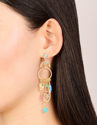 Gold Moon & Circle Charm Drop Earrings - link has visual effect only