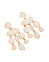 Gold Cream Marble Stones Drop Earrings - link has visual effect only