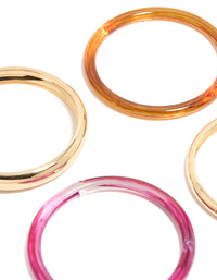 Gold Brown & Dark Pink Acrylic Bangles 4-Pack - link has visual effect only