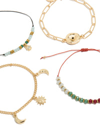 Gold Celestial & Beaded Bracelets 4-Pack - link has visual effect only