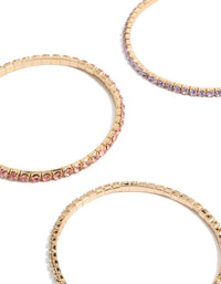 Gold Pink & Pink Diamante Stretch Bracelets 6-Pack - link has visual effect only