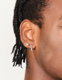 Waterproof Men's Stainless Steel Flat Stud & Huggie Earrings 2-Pack - link has visual effect only