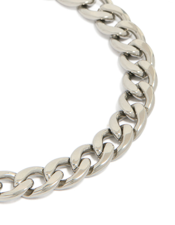 Mens Waterproof Stainless Steel Large Classic Curb Chain Bracelet