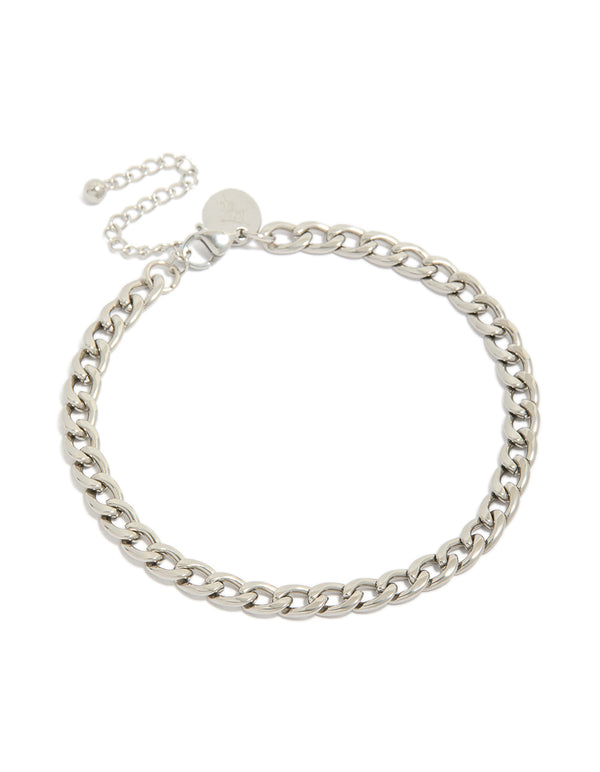 Mens Waterproof Stainless Steel Classic Curb Chain Bracelet