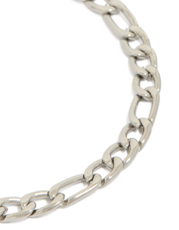 Mens Waterproof Stainless Steel Figaro Chain Bracelet