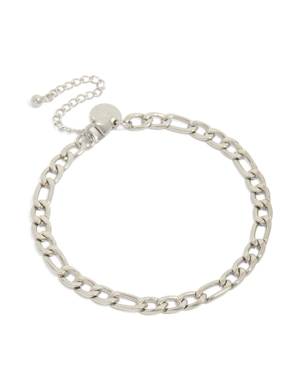 Mens Waterproof Stainless Steel Figaro Chain Bracelet