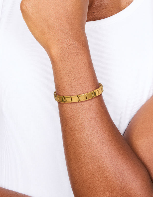 Mens Waterproof Gold Plated Stainless Steel Stretch Link Chain Bracelet