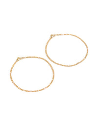 Waterproof Gold Plated Surgical Steel Figaro Permanent Bracelets Pack front view - link has visual effect only