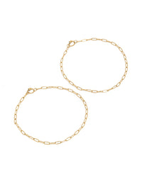 Discover waterproof gold plated surgical steel paperclip permanent bracelets pack front view - link has visual effect only