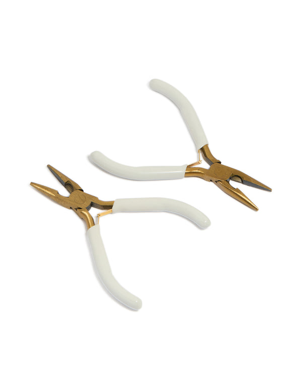 Featuring waterproof gold plated surgical steel paperclip permanent bracelets pack with application tools close up view