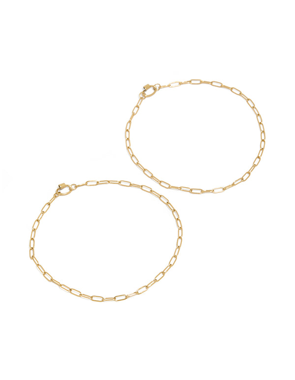 Discover waterproof gold plated surgical steel paperclip permanent bracelets pack front view