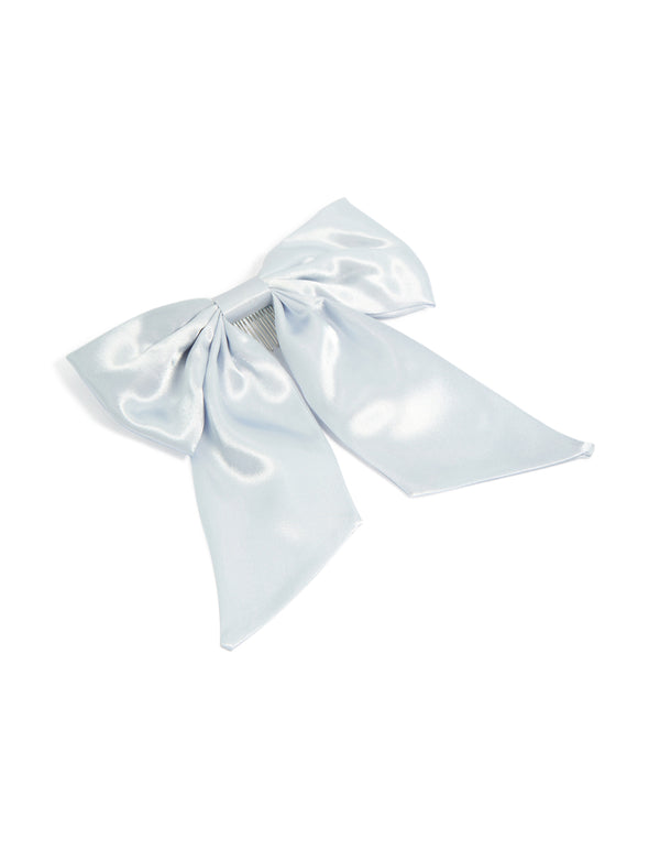 Blue Satin Fabric Short Bow Comb