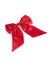 Red Satin Fabric Bow Short Comb - link has visual effect only