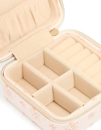 Pink Floral PU Leather Square Jewellery Box - link has visual effect only