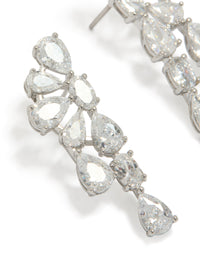 Silver Cubic Zirconia Lovely Flower Pear Drop Earrings - link has visual effect only