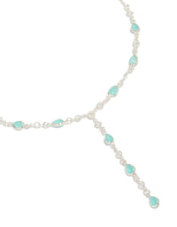 Silver Plated Cubic Zirconia Blue Alternating Oval Y-Necklace - link has visual effect only