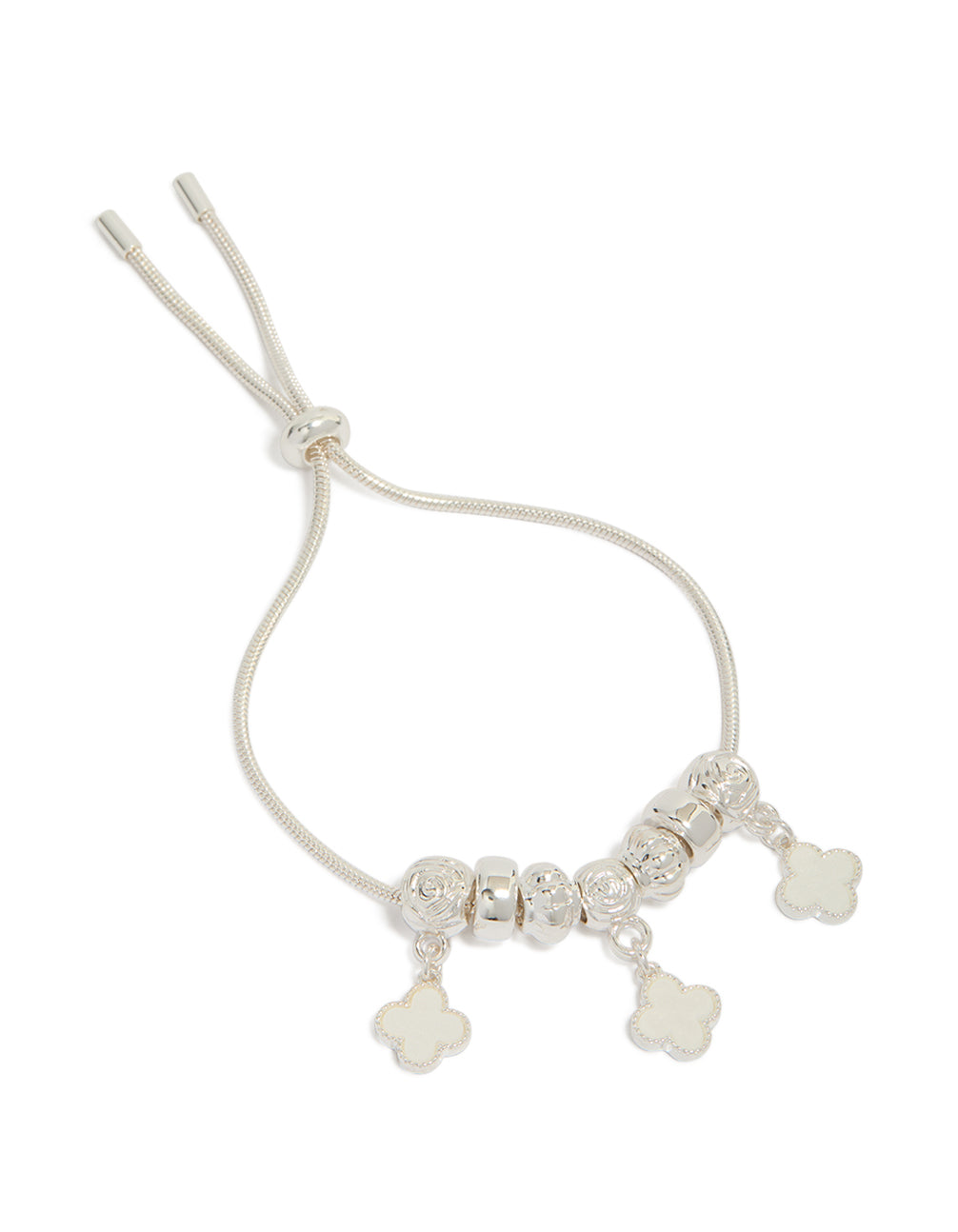Silver Plated Triple Flower Drop Toggle Bracelet