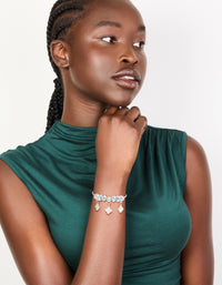 Silver Plated Triple Clover Drop Toggle Bracelet - link has visual effect only