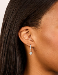 Waterproof Stainless Steel Sleek Round Cubic Zirconia Drop Earrings - link has visual effect only