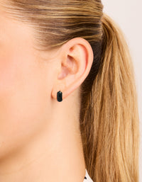 Waterproof Black Coated Stainless Steel Chunky Huggie Earrings - link has visual effect only