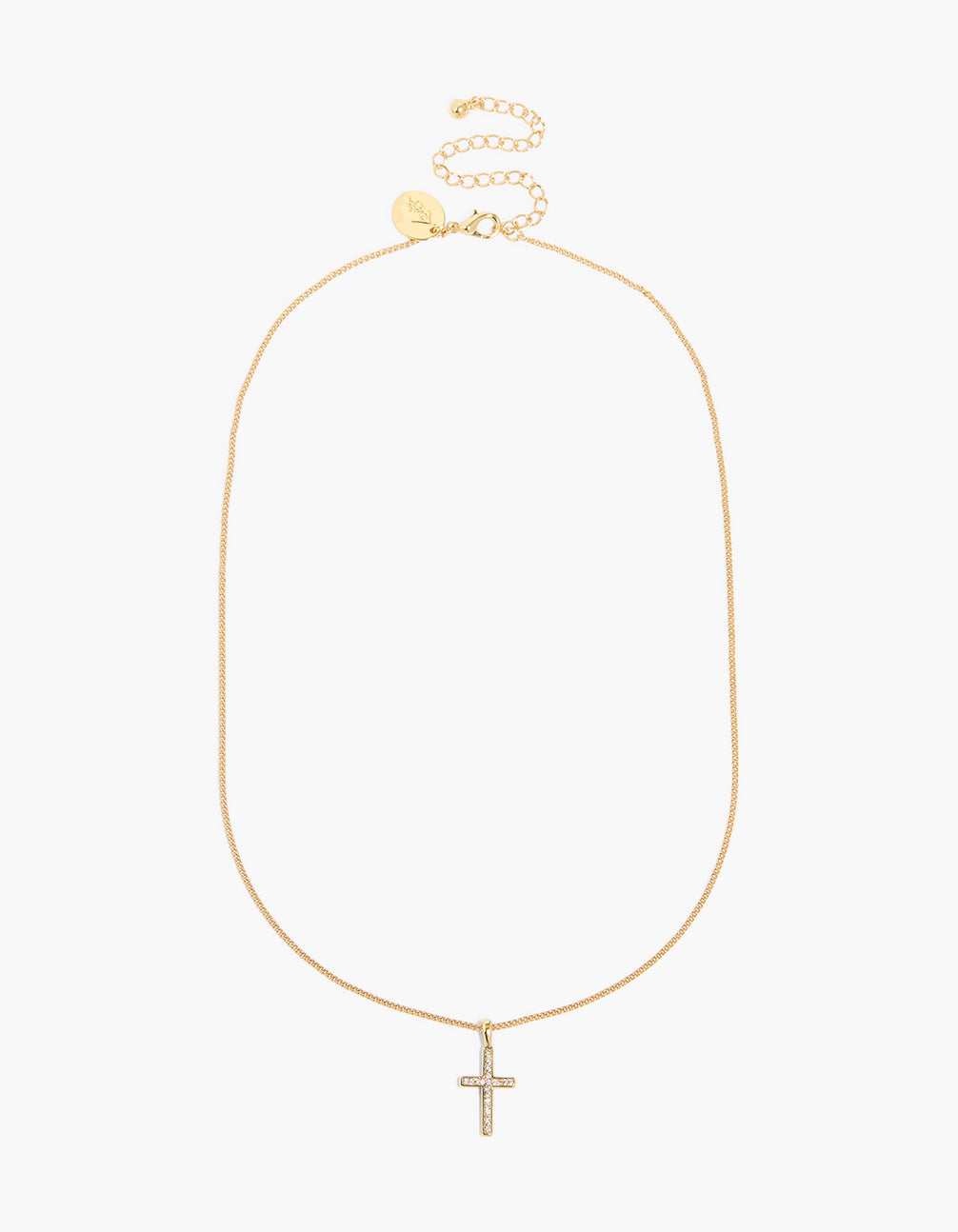 Gold Plated Cubic Zirconia Cross Pendant Necklace