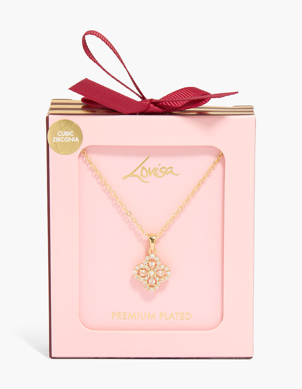 Gold Plated Cubic Zirconia Small Flower Necklace