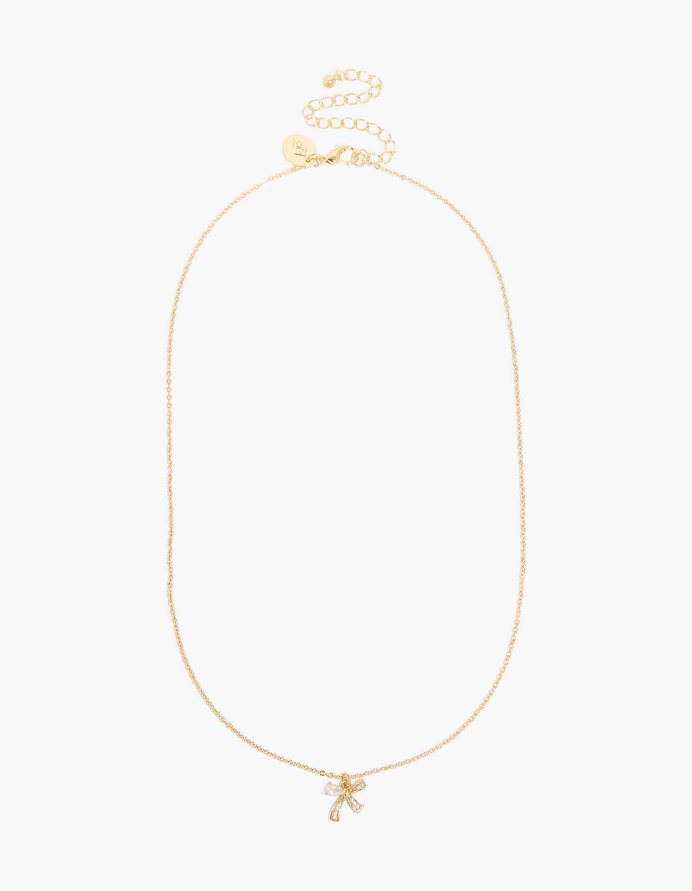 Gold Plated Cubic Zirconia Small Bow Pendant Necklace