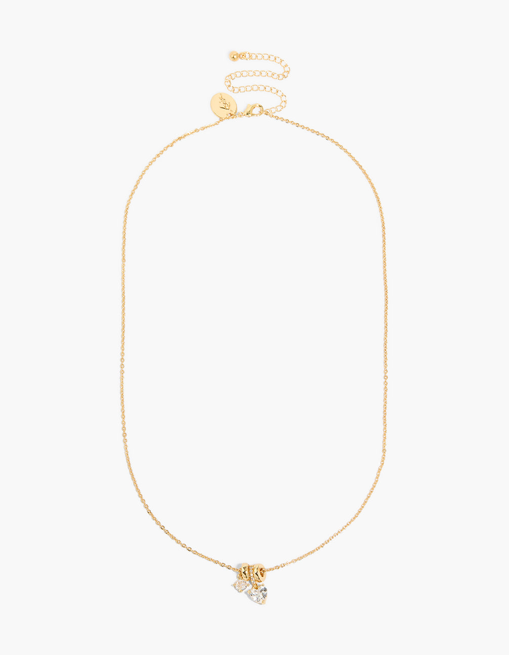 Gold Plated Cubic Zirconia Heart & Circle Rondelle Necklace
