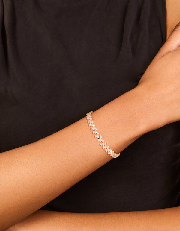 Rose Gold Plated Marquise Cubic Zirconia Bracelet