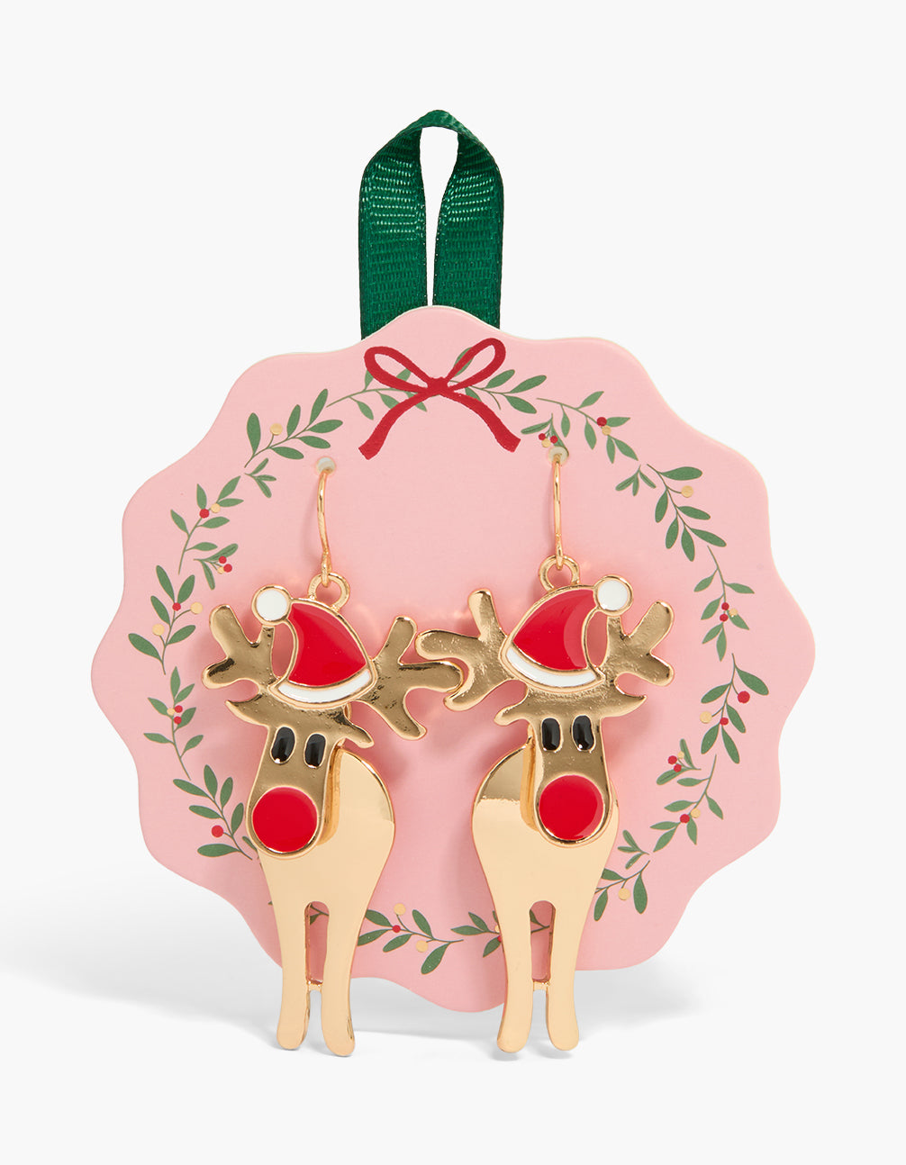 Gold Reindeer Drop Earrings