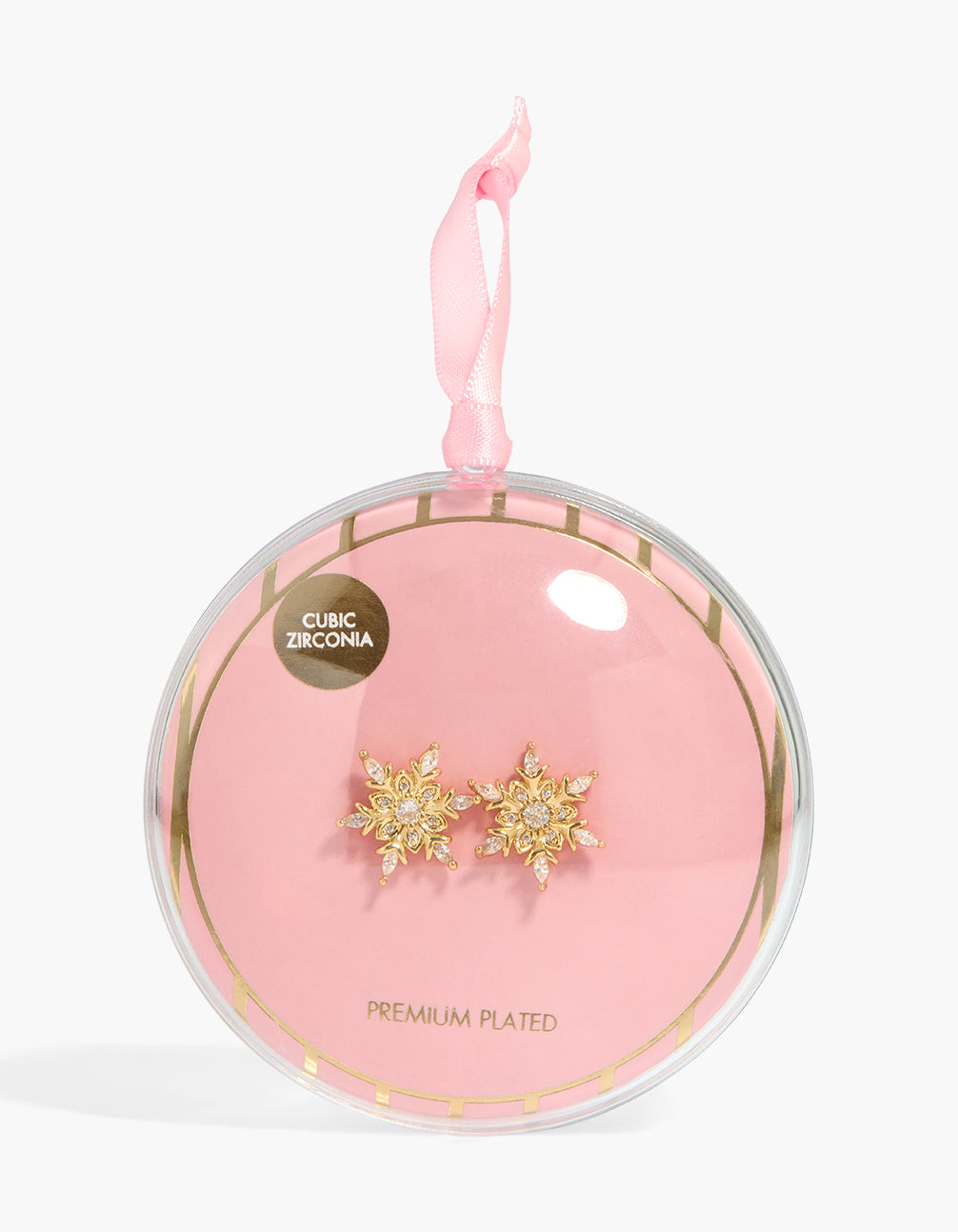 Gold Plated Cubic Zirconia Snowflake Earrings