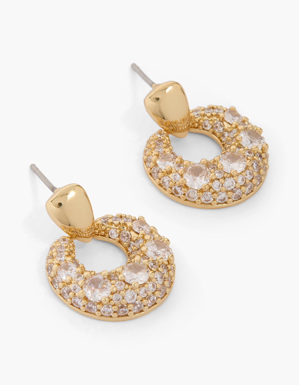 Gold Plated Cubic Zirconia Round Earrings