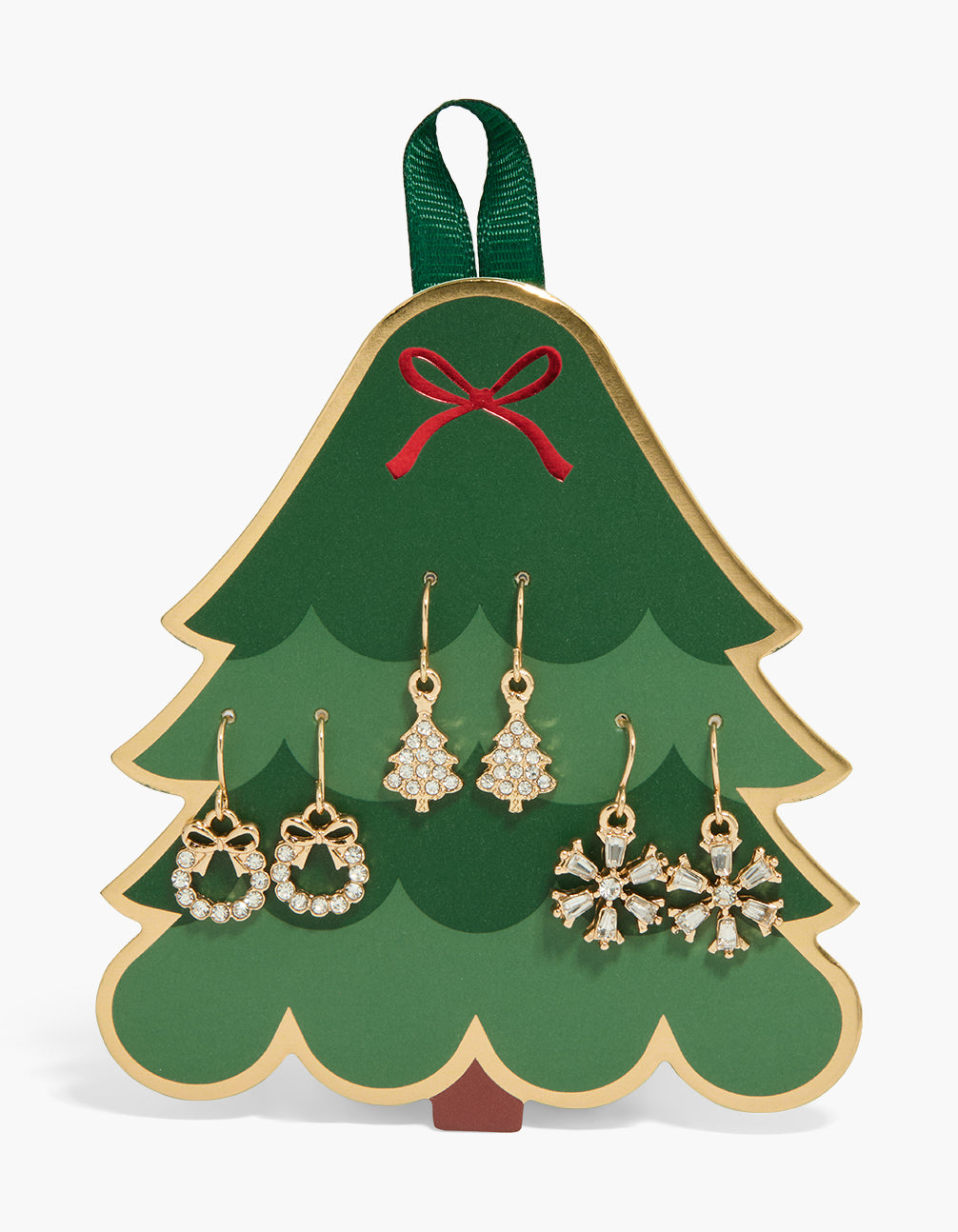 Gold Tree & Wreath Earrings 3-Pack