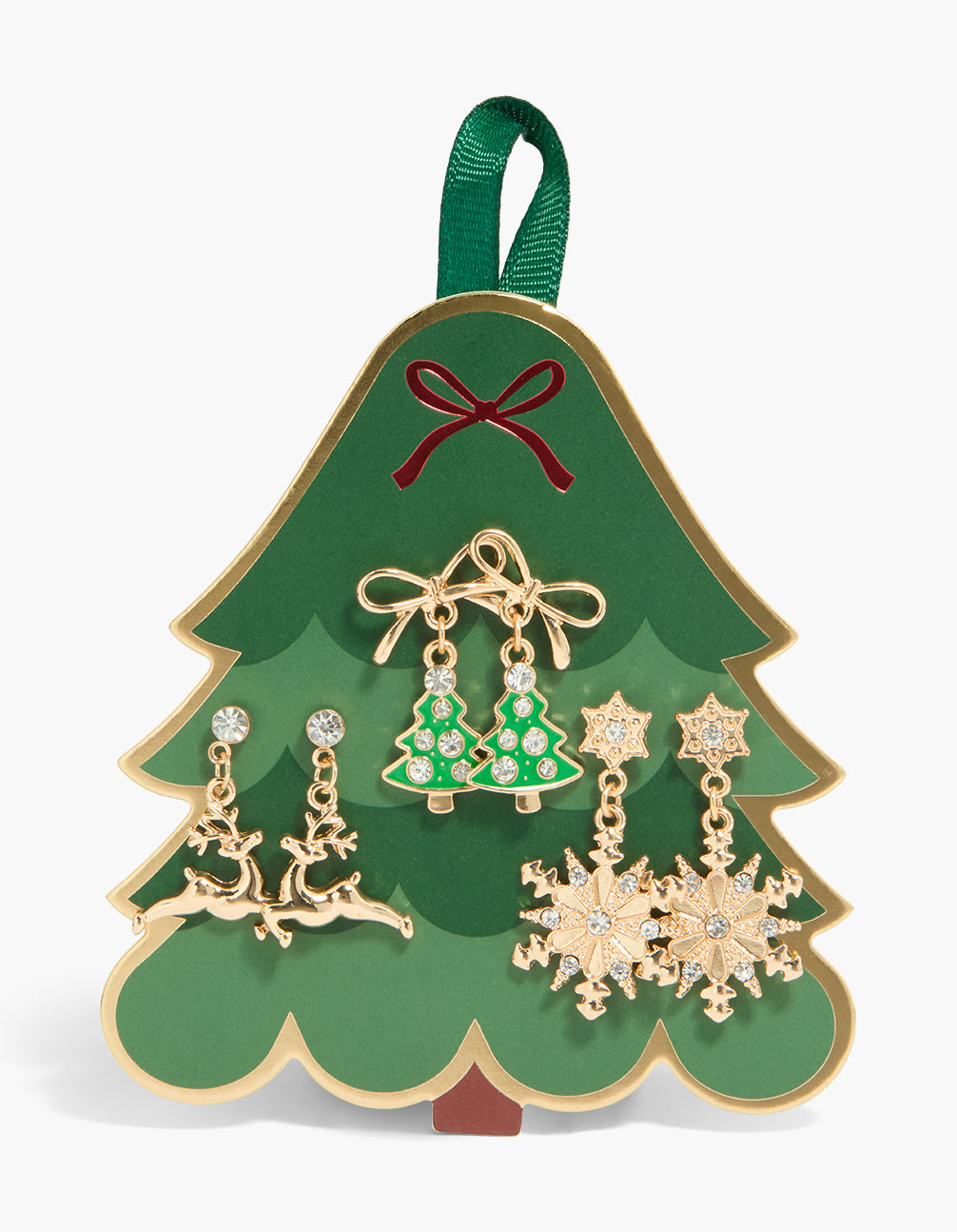 Gold Reindeer & Tree Earrings 3-Pack