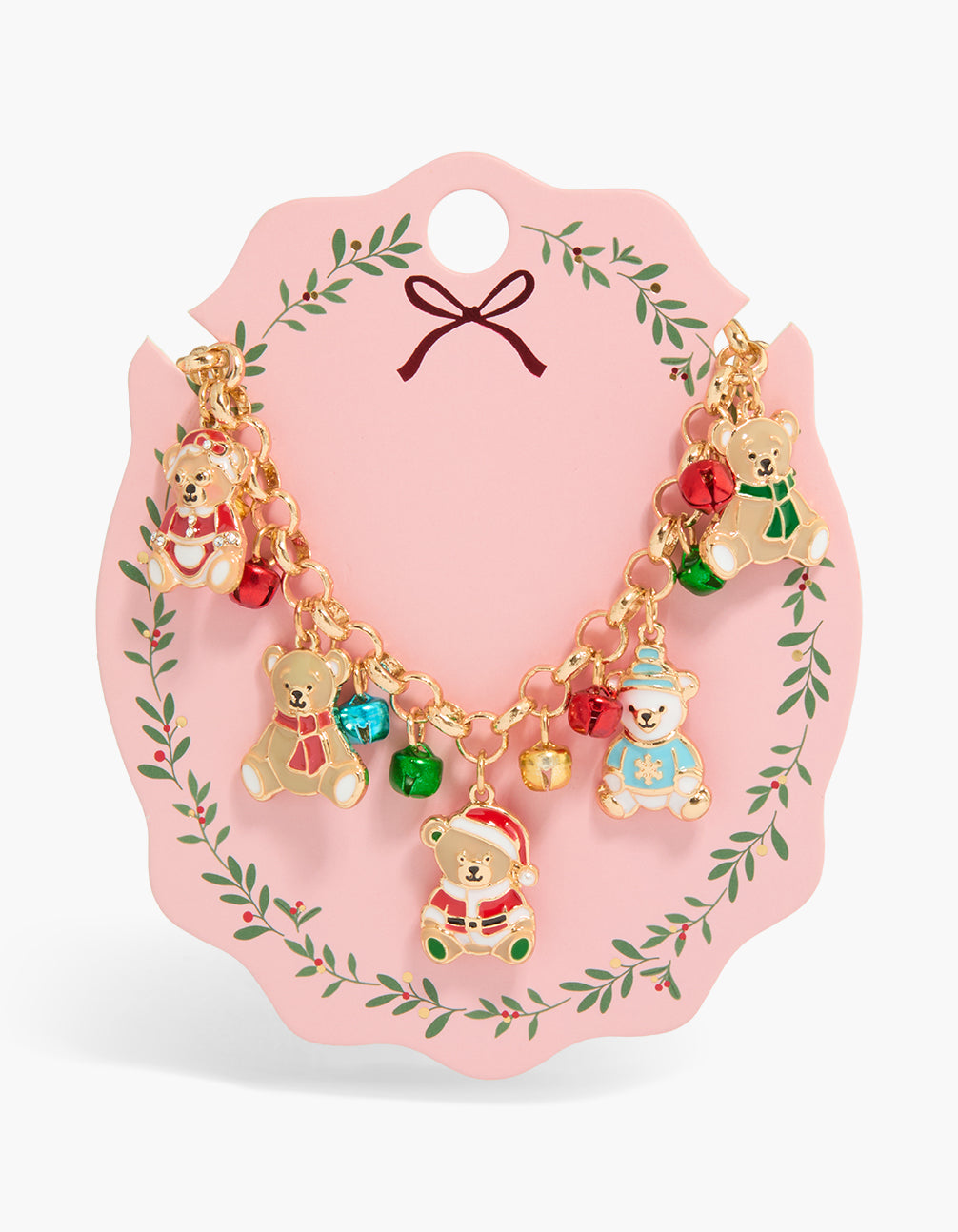 Gold Festive Bear Charm Necklace